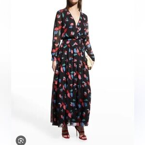 Emporio Armani Tiered abstract print chiffon maxi dress size S/M